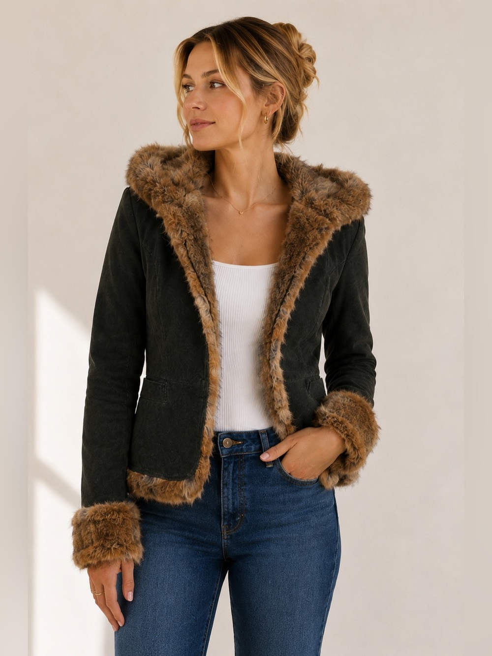 Danier Jacket with Faux Fur Trim